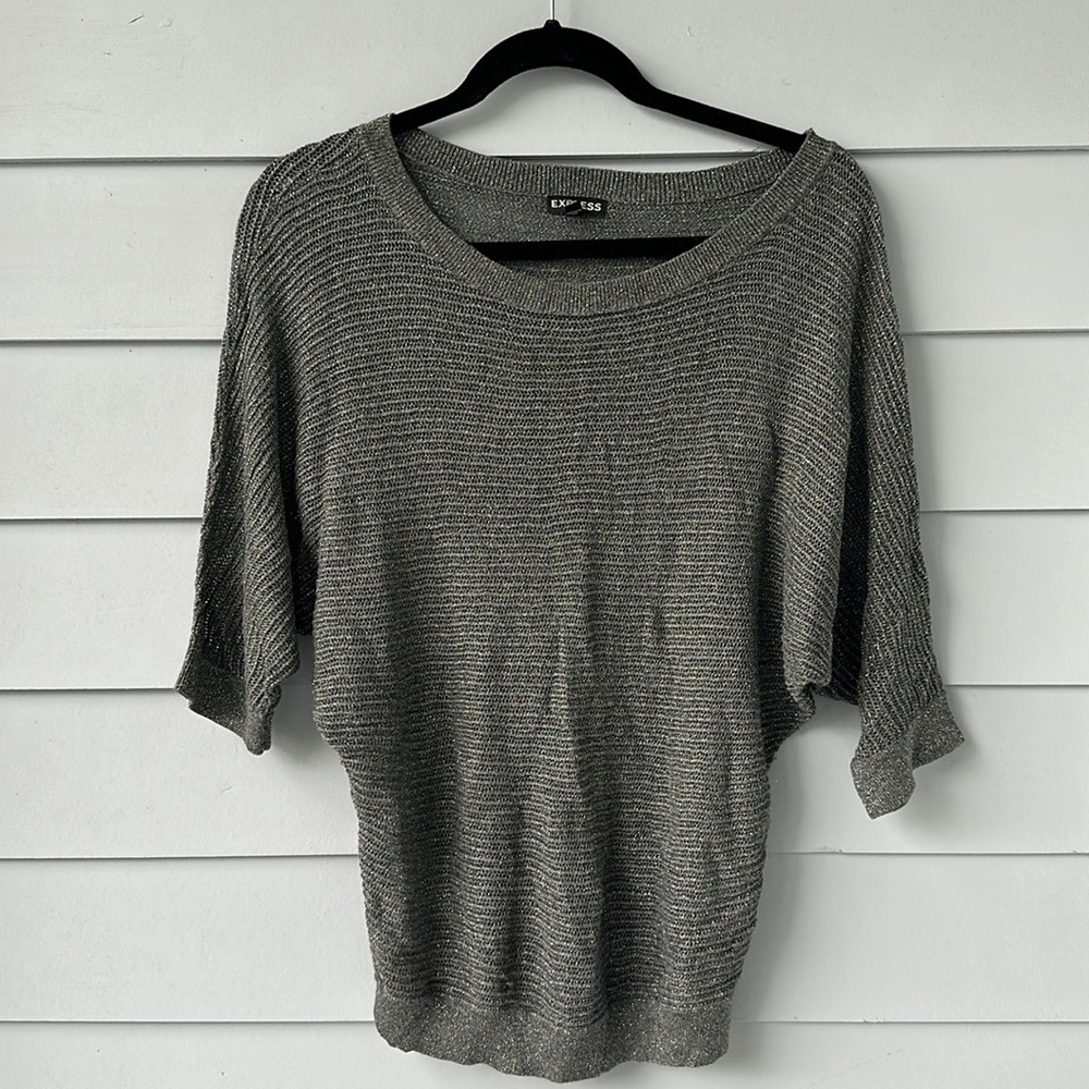 ☀️BOGO Item Express Metallic Grey Dolman Sweater☀️